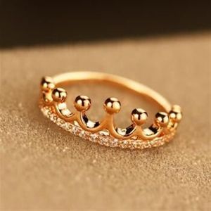 Kroonring Goud vergulde Figner Ring Fashion Crystal Zirkon Charms Rings For Women Vintage Jewelry Costume Wedding Party Accessories290F