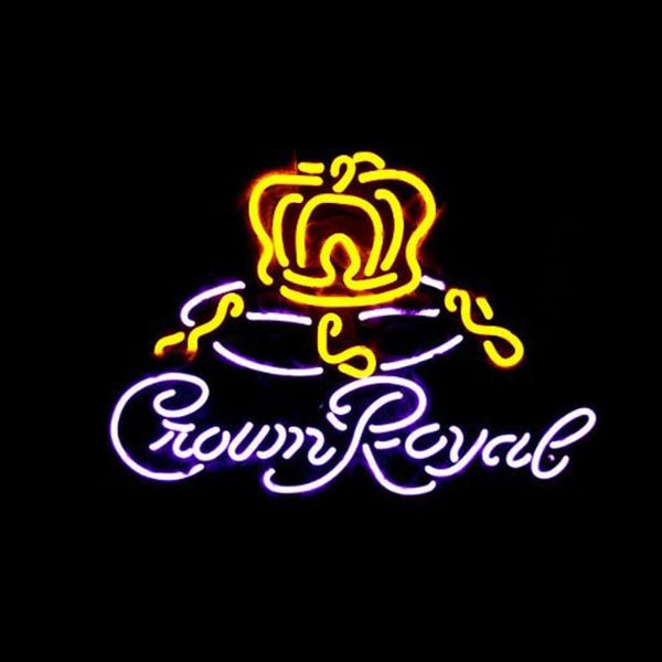 CROWN ROYAL Vrai Verre Neon Light Sign Accueil Bar À Bières Pub Salle De Loisirs Salle De Jeux Fenêtres Garage Mur Sign267j