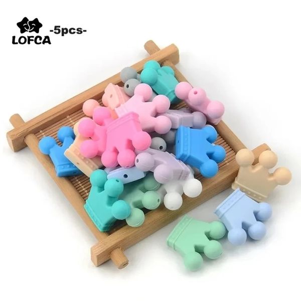 Crown Silicone Beads 5pcs Baby Teether BPA Silicona Gratis Beads Tere Dentitud Baby Chew Stitthing Chitle Diy Pacificador de bricolaje Accesorio 240422