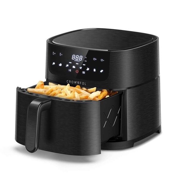 CROWNFUL Friteuse à air de 7 litres, marmite électrique sans huile avec 8 fonctions de cuisson, écran tactile numérique LCD, contrôle de la température, fonction de rappel de secousse, 1500 W, UL