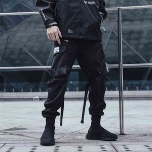 Croxx Techwear Heren Black Trawcord Taille Cargo Broek Ripstop Jogger Lint Decoratie Hip Hop Stijl Punk Fashion 210715