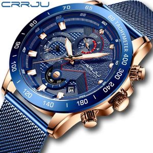 Crrju 2020 Heren Horloges Top Mannen Sport Chronograaf Horloges Heren Quartz Klok Mannelijke Volledige Stalen Polshorloge244b