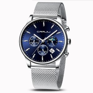 Crrju 2266 Quartz Mens Watch Hot Selling Casual Personality Herenhorloges Wordt Mode populaire student polshorloges Groothandel 251m