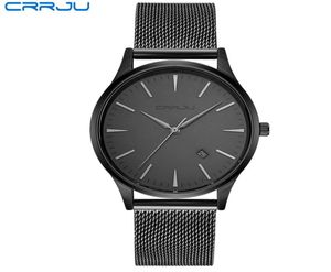 Crrju Black Watch Mens Watches Top Brand Luxury Luxury Famme Wristwatch Male Calloge de bracelet noir Calendrier Relogie Masculino1611841