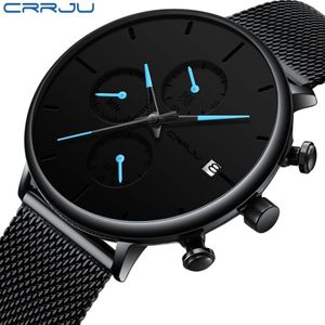 Crrju Fashion Date Mens Watchs Top Brand Luxury Sport Sport Watch Men Slim Dial Quartz Watch Casual Relogio masculino256n