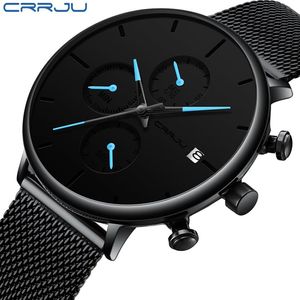 CRRJU Mode Datum Heren Horloges Topmerk Luxe Waterdichte Sport Horloge Mannen Slanke Wijzerplaat Quartz Horloge Casual Relogio Masculino218l