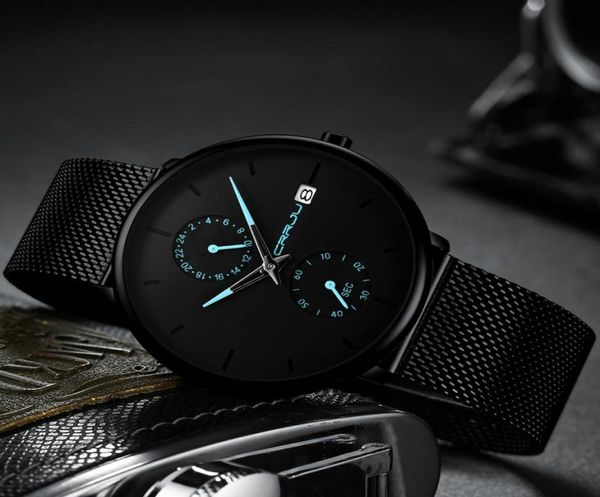 CRRJU Fashion Mens Watches Top Brand Luxury Quartz Watch Men Casual Slim Mesh Steel Waterproof Sport Relogio Masculino20223962998