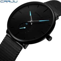 CRRJU mode hommes montres haut de gamme montre à Quartz hommes décontracté mince maille acier étanche Sport montre Masculino 220525