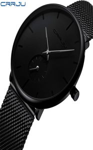 Crrju complet en acier Men de luxe Luxury Casual Watch Famous Dress Fashion Quartz Watch UNISEX Ultra Thin Wristwatch Erkek Kol Saati6900268