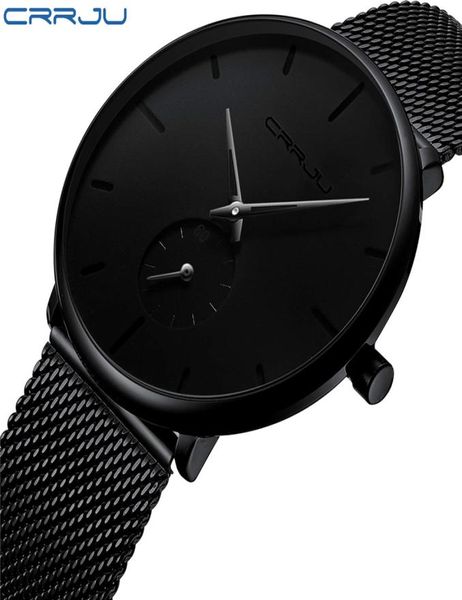 Crrju complet en acier Men de luxe Luxury Casual Watch Famous Dress Fashion Quartz Watch UNISEX Ultra Thin Wristwatch Erkek Kol Saati4668215