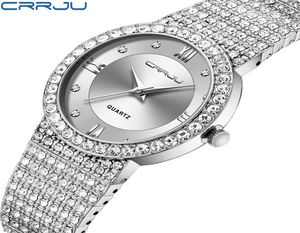 Crrju Luxury Brand Fashion Femmes Femmes Men Bijoux Bracelet Rhingestone Lover Watches Ladies Quartz Couple Wristwatch pour Gift Relogio4755732