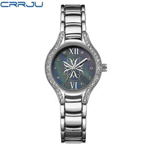 CRRJU luxe mode femmes montres quartz montre bracelet montres bracelet en acier inoxydable femmes montres avec boîte-cadeau 210517