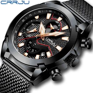 CrRju Mannen Horloges Mode Militaire Chronograph Horloge Casual 30 M Waterdicht Sport Quartz Horloges Klok Relogio Masculino 210517