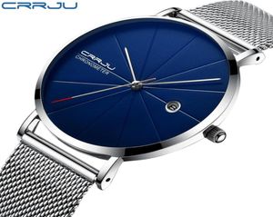 CRRJU MEN039S Watchs New Luxury Brand Men Men Fashion Sports Quartzwatch STRAPE MESH SEM