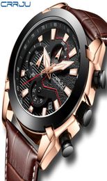 CRRJU Mens Fashion Sport Watches Men Quartz Stopwatch Date Reloj de cuero masculino Reloj Relogio Relogio Masculino73627333