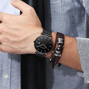 CRRJU nouveauté silm hommes sport montres affaires étanche Simple montres-bracelets mâle Relogio Masculino hommes noir Clock242Q