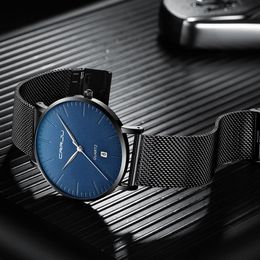 CRRJU, nuevos relojes de cuarzo ultrafinos a la moda para hombre, reloj de negocios de marca de lujo para hombre, correa de malla de acero inoxidable, resistente al agua Watch228o