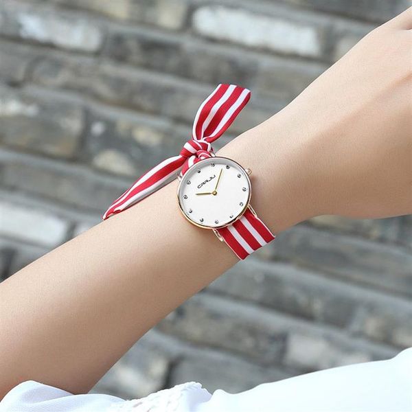 CRRJU nouveau unique dames fleur tissu montre-Bracelet mode femmes robe montre haute qualité tissu montre douce filles Bracelet watch340L