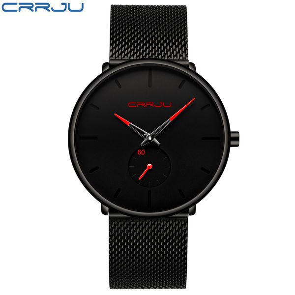 Crrju montre hommes Top marque de luxe montre à Quartz décontracté montre à quartz en acier inoxydable bracelet en maille ultra mince horloge mâle Relog