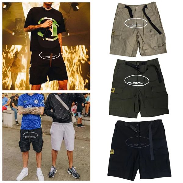 Diseñadores Mens Cargo Crtz Shorts Pantalones recortados de verano Ropa de calle Ropa de secado rápido Monopatín con múltiples bolsillos Demon Island Pantalones de chándal estampados