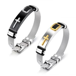 Bracelets Crucifix pour hommes, réglables, Cool, en acier titane, vente en gros, à la mode, prix d'usine