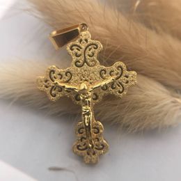 Collier avec pendentif croix Crucifix, bracelet plaqué or/noir/acier inoxydable, bijoux religieux à la mode pour femmes/hommes, collier de foi