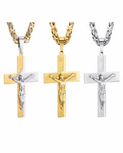 Crucifix Jezus hanger ketting goud kleur roestvrij staal Christus bijbel mannen sieraden Byzantijnse kettingcadeau voor vader6265977