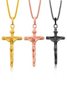 Collier crucifix or / rose or / pistolet noir couleur en acier inoxydable pour hommes bijoux jésus pieds ordes or pour hommes9278369
