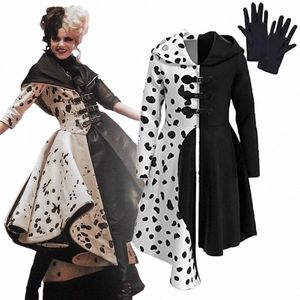 Cruella De Vil Cosplay Kostuum Meid Dr Halen Kostuums Voor Vrouwen Vestido Rollenspel Kleding Party Uniform Pak 42Wz #