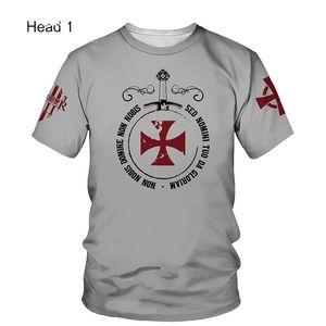 Crusader Knights Templar 3D Harajuku Imprimer Beau Rétro Goût Mode Personnalité Rue Hommes Col Rond À Manches Courtes T-shirt