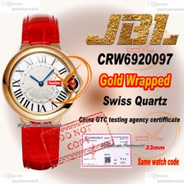 CRW6920097 Suisse Quartz Womens Watch JBLF 33 mm enveloppé 18k Rose Gold Case argent noir Roman Dal