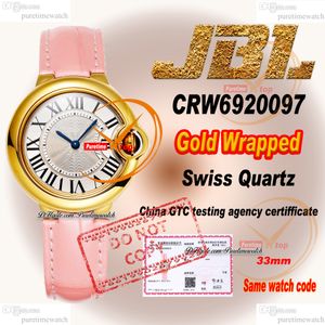 CRW6920097 Swiss Quartz Womens Watch JBLF 33 Caso de oro amarillo de 18 quilates Siltle Negro Romano Dial Roman Pink Croc SUPER EDITION Ladies Lady Puretime Ptcar