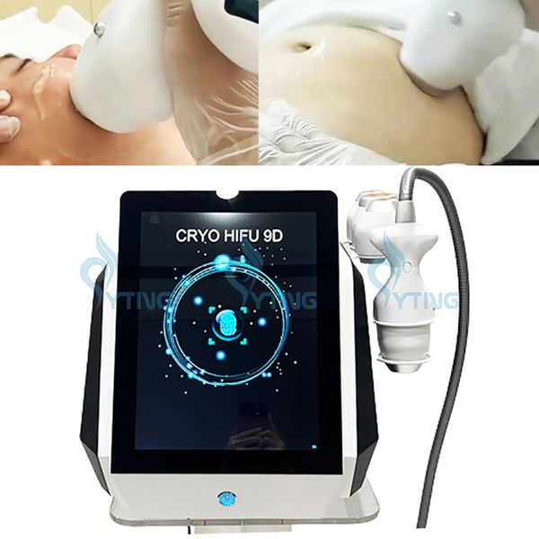 Cryo Hifu Machine à ultrasons focalisés de haute intensité Lifting du visage Anti-rides Serrage du cou Enlèvement de graisse du ventre Machine Hifu de glace