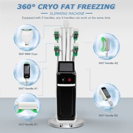 Cryolipolysis vet bevriezen machine 5 in 1 cryotherapie gezichtslichaam contour 360 cryo cellulitis verminderen apparaat 5 handvat