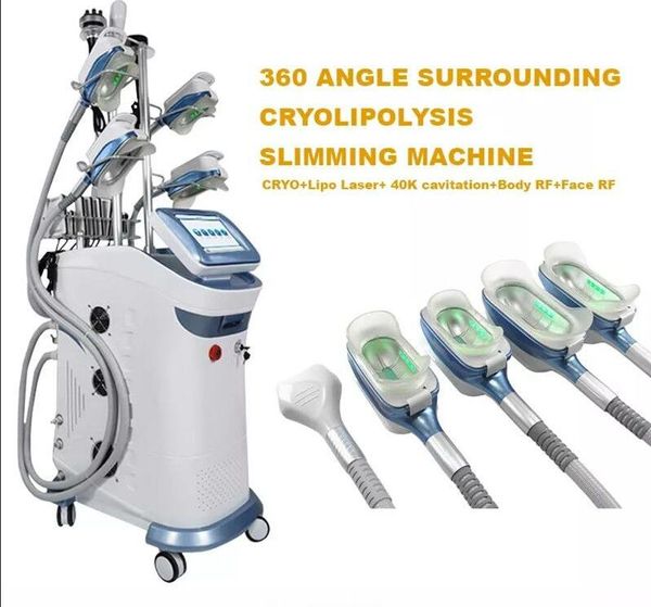 Máquina de congelación de grasa por criolipólisis 360 Máquina de adelgazamiento del cuerpo criogénico 4 manijas que trabajan al mismo tiempo para equipos de belleza para la reducción de la celulitis