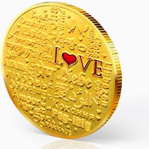 Cryptocurrency Vergulde Valentijnsdag Souvenir Munt Ronde Capsule Lover Gift Frans Koreaans Grieks Arabisch Filipijns