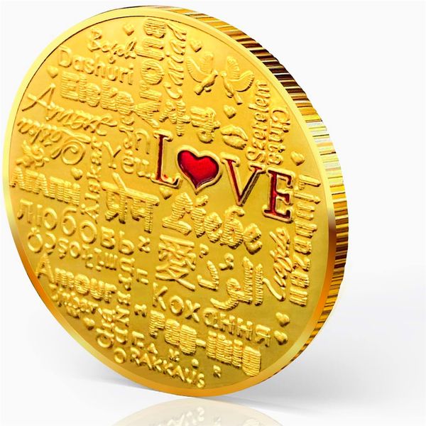 Crypto-monnaie plaqué or saint valentin Souvenir pièce ronde Capsule amant cadeau français coréen grec arabe philippin