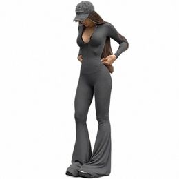 Cryptographic otoño Fi Casual Zip Up Bodyc monos trajes para mujeres Unitards una pieza Lg manga mamelucos monos t018 #