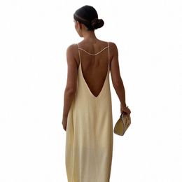 cryptografische zomer sexy open rug sleevel slip maxi dr uitgesneden club party dress vakantie elegante outfits satijn vestido t5qq #