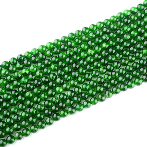 Crystal 1 hebra genuina verde cromo diopside 810 mm Beads de piedra suelta de 810 mm para joyas para hacer bricolaje