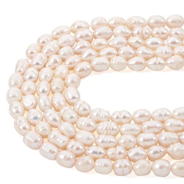 Crystal 10 Stronrs Natural Cultured Water Perles Perles de riz Forme de riz Perles en vrac pour femmes