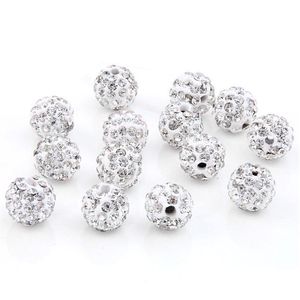 Cristal 100 pièces/lot 10Mm blanc Micro pavé Cz boule Disco cristal perle Bracelet strass collier bijoux perles.Livraison directe de bijoux Dhvj2