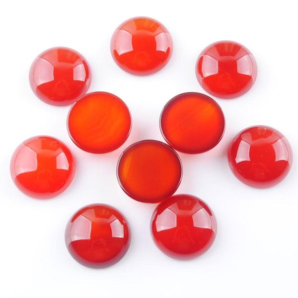 Crystal 16 mm Agates rouges Naturel Stone Cabochon cabine ronde de base de base de base de bouton de base de bijoux accessoires de boucles d'oreilles d'anneau 20pcs / lot tu3203