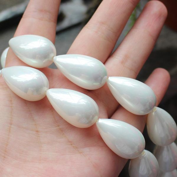 Cristal 16X28mm perle de coquille blanche goutte d'eau perles 15 