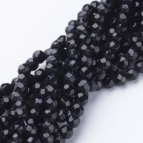 Cristal 20 brins 4 6 8 mm perles de verre à facettes brins de perles d'espacement en vrac noir pour la fabrication de bijoux bracelet à bricoler soi-même collier 20 brins/lot