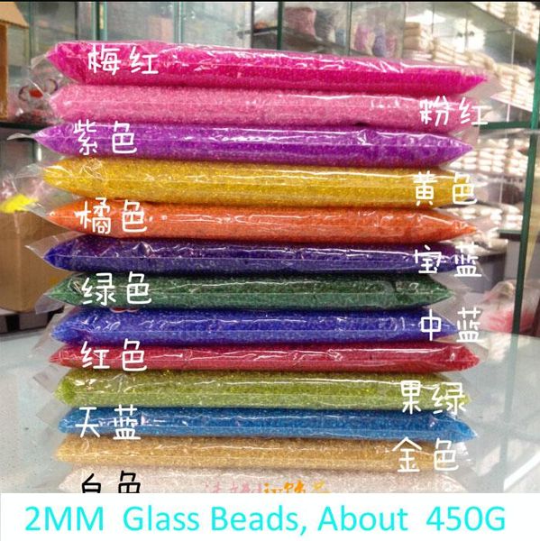 Cristal livraison gratuite 450g 2mm perles d'espacement de graines tchèques perles transparentes perles de verre en vrac de murano pour la fabrication de bijoux bricolage choisir 18 couleurs