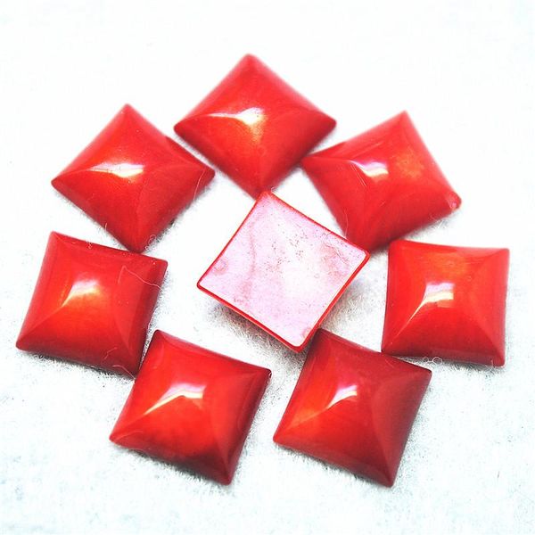 Cabujones de Coral rojo natural de cristal, 4 Uds., sin agujero, tamaño 10x10MM para mujer, fabricación de pendientes, accesorios DIY, envío gratis, los más calientes