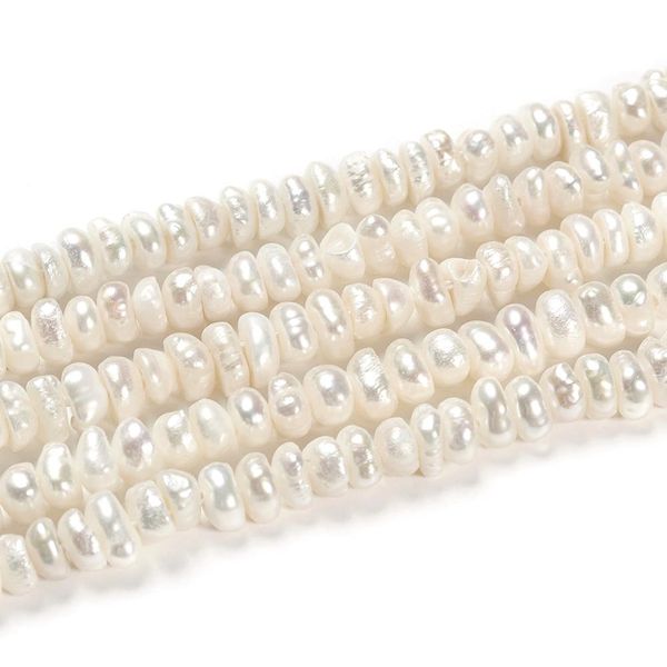 Cristal 5 brins de perles de culture d'eau douce naturelles en forme de pomme de terre blanc Beige pour la fabrication de bijoux accessoires de collier de bracelet à bricoler soi-même