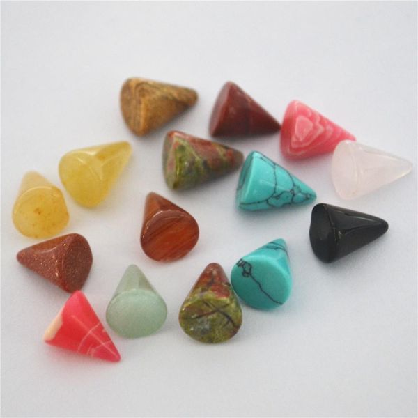 Crystal 50pcs moda variada de piedra natural de piedra cónica cabina cabujones de color mezclado para joyas que hacen al por mayor 8x10 mm