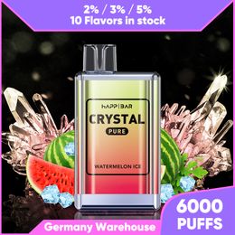 Crystal 6000 vape E Zigaretten puff EU Warehouse happ bar 10 saveurs en option 6k bouffées vape